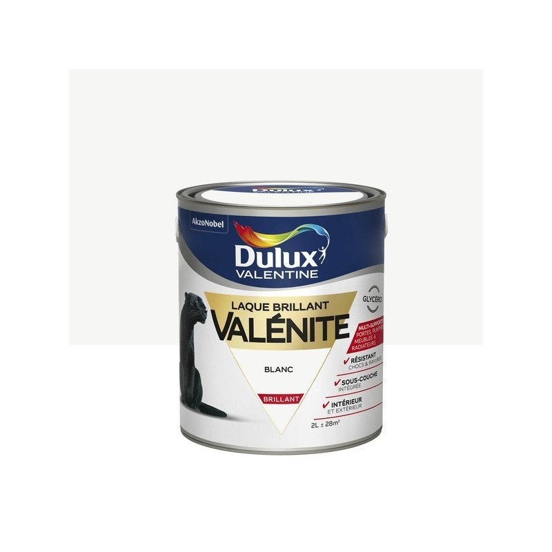 Peinture laque boiserie Valénite DULUX VALENTINE blanc brillant 2 l