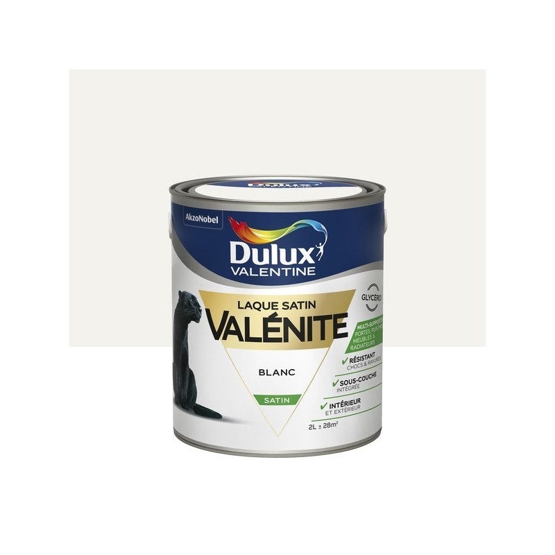 Peinture laque boiserie Valénite DULUX VALENTINE blanc satiné 2 l