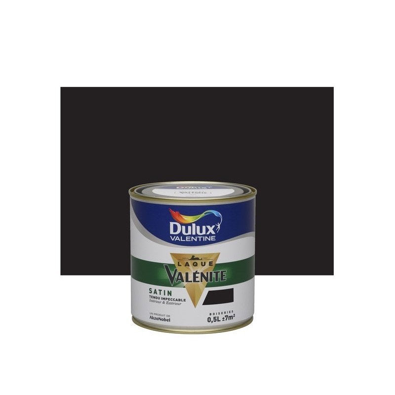 Peinture laque boiserie Valénite DULUX VALENTINE noir satiné 0.5 l