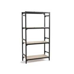 Etagère métal  bois l96 x H180 x P40cm 4 tablettes hubsystem gris