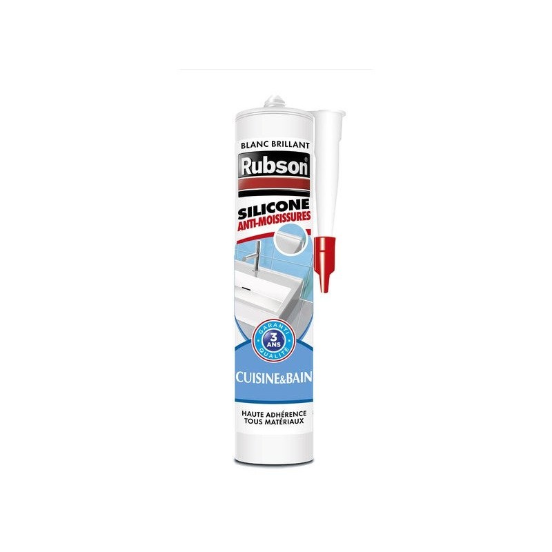 Mastic silicone cuisine/bain blanc RUBSON cartouche 280 ml