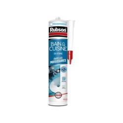 Mastic silicone cuisine/bain transparent RUBSON cartouche 280 ml