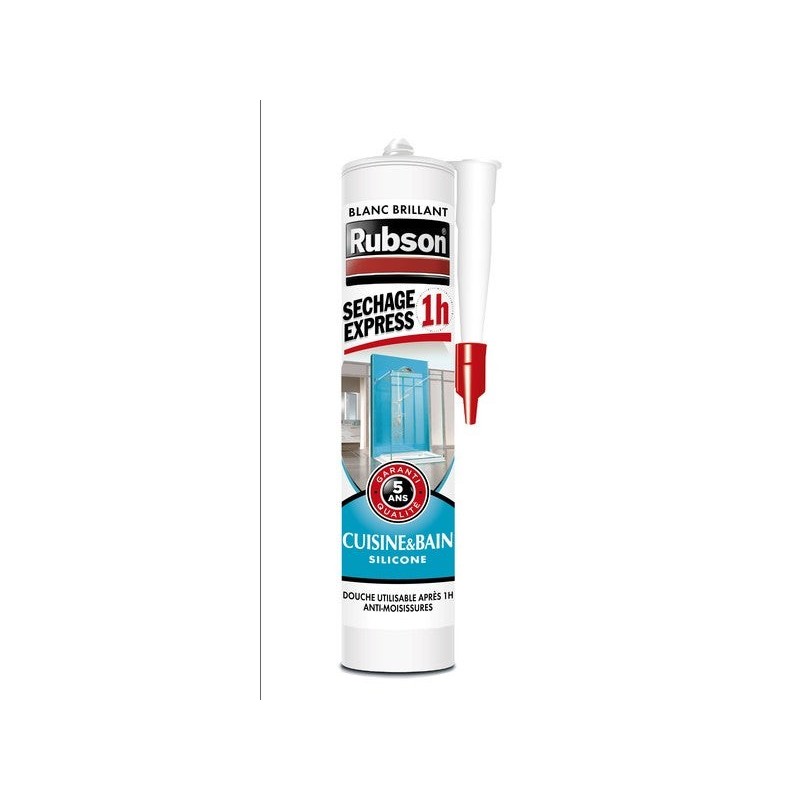 Mastic silicone cuisine/bain blanc RUBSON express cartouche 280 ml