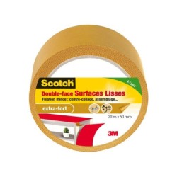 Rouleau adhésif double face surfaces lisses, SCOTCH, L.20 m x l.50 mm