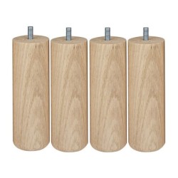 Lot De 4 Pieds De Meuble Cylindrique Fixes Hêtre Brut Blanc/Beige/Naturels, 15Cm