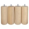 Lot De 4 Pieds De Meuble Cylindrique Fixes Hêtre Brut Blanc/Beige/Naturels, 15Cm