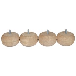 Lot De 4 Pieds De Meuble Boule Fixes Hêtre Brut Blanc / Beige / Naturels, 5 Cm