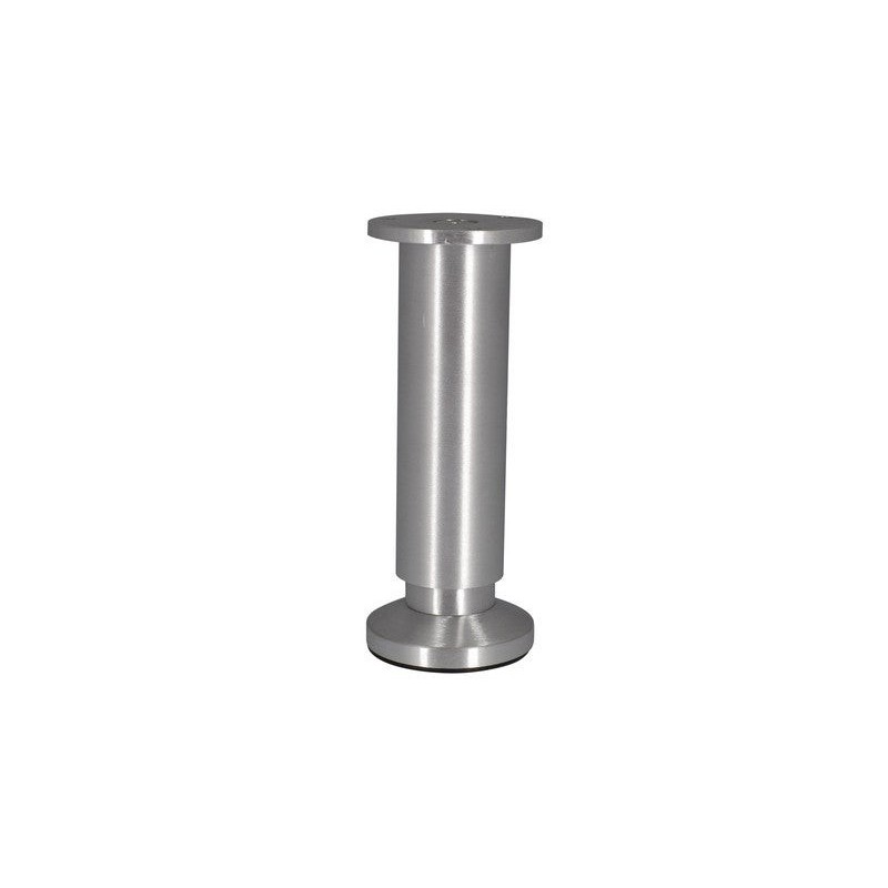 Pied Meuble Cylindrique Réglable Aluminium Brossé Gris