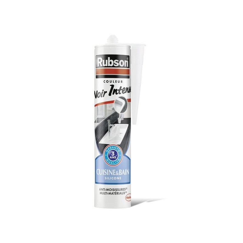 Mastic silicone cuisine/bain noir RUBSON cartouche 280 ml