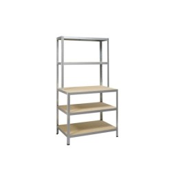 Etagère métal  bois l100 x H186 x P60cm 5 tablettes strong work gris