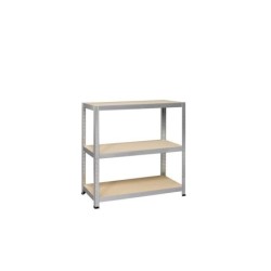 Etagère métal  bois l90 x H88 x P40cm 3 tablettes strong gris