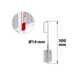 Verrou Baïonnette Acier Zingué, H.300 X L.60 X P.20 Mm