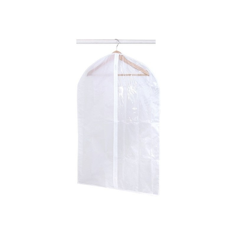 Housse à vêtements courte polyester blanc, H.90 x l.60 x P.0 cm