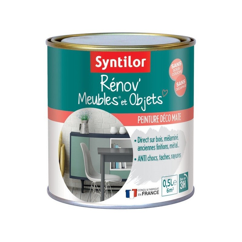 Peinture meuble et boiserie Rénov SYNTILOR blanc mat 0.5 l