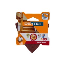 Lot de 5 patins abrasifs grains 80, DEXTER, 93 x 93 mm