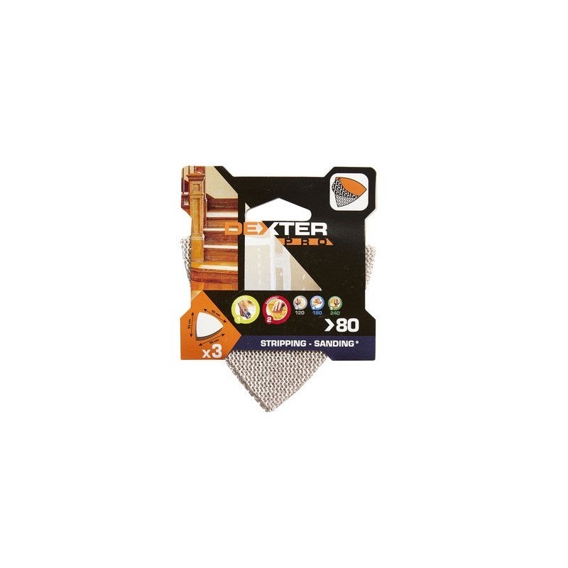 Lot De 3 Patins Abrasifs Dexter Pro, 93X93 Mm, Grains 80