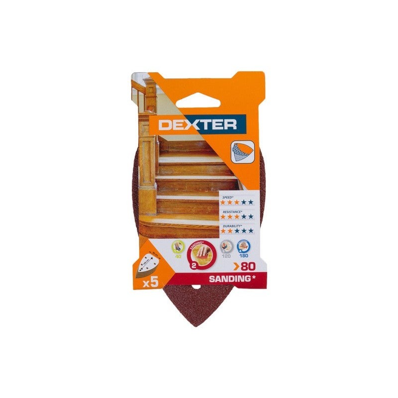 Lot De 5 Patins Abrasifs Dexter, 140 X 98 Mm, Grains 80