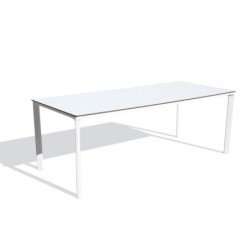 Table de jardin aluminium, DCB GARDEN Meet, 200 x 90 cm, blanc