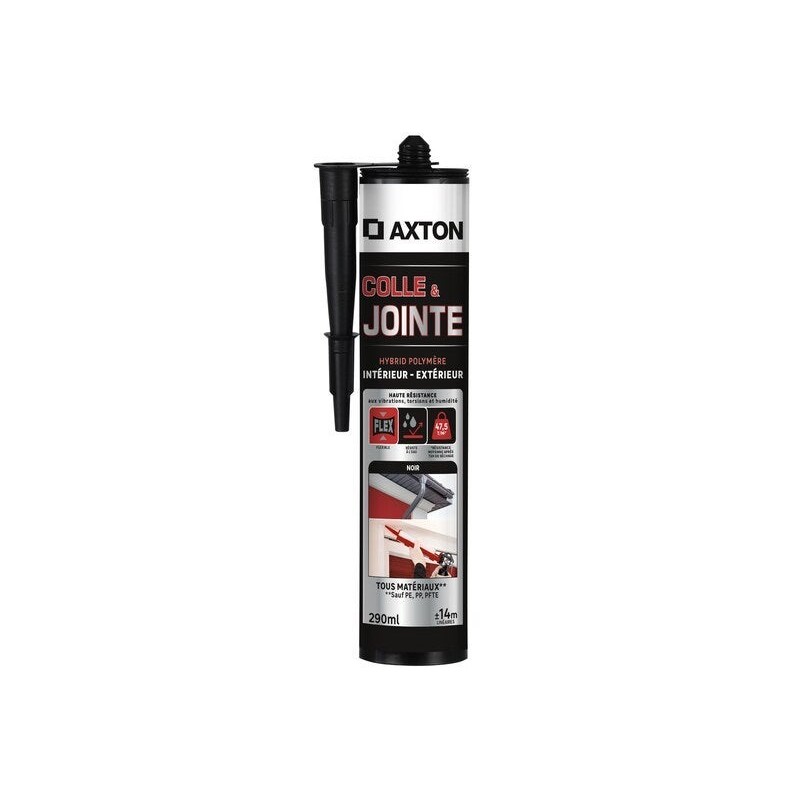 Colle joint int/ext polymere axton noir cartouche 290ml