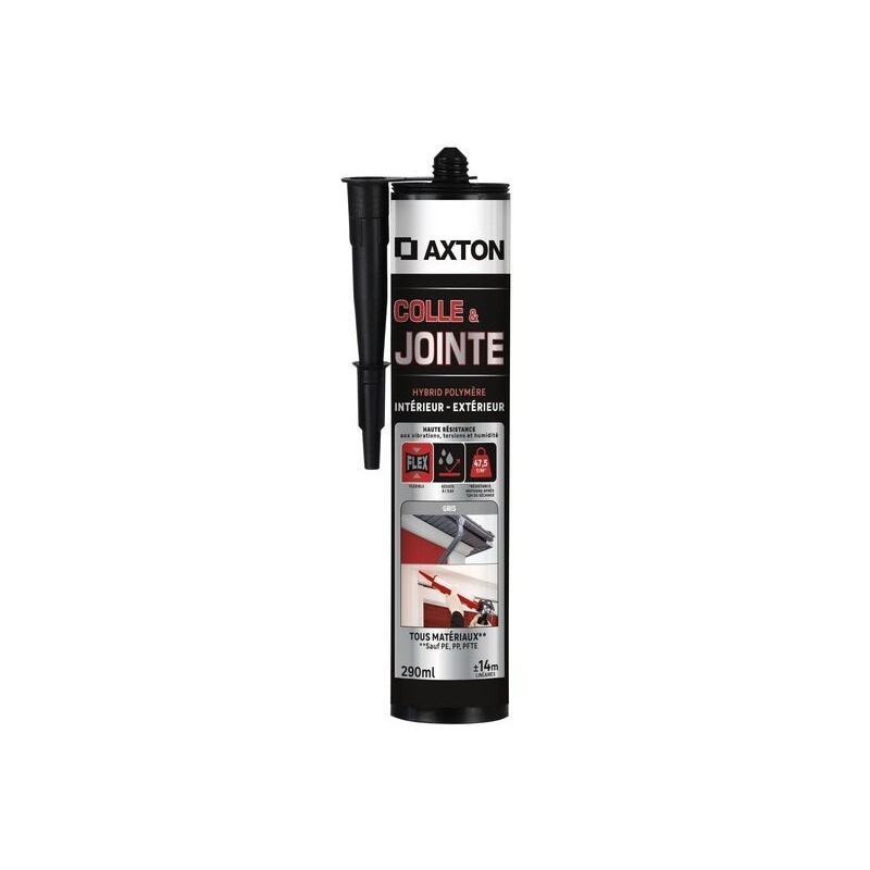 Colle joint int/ext polymere axton gris cartouche 290ml