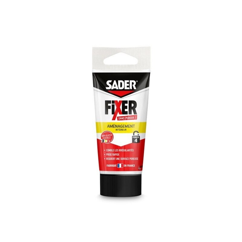 Colle de fixation tube SADER Fixer sans percer intérieur, 55ML blanc