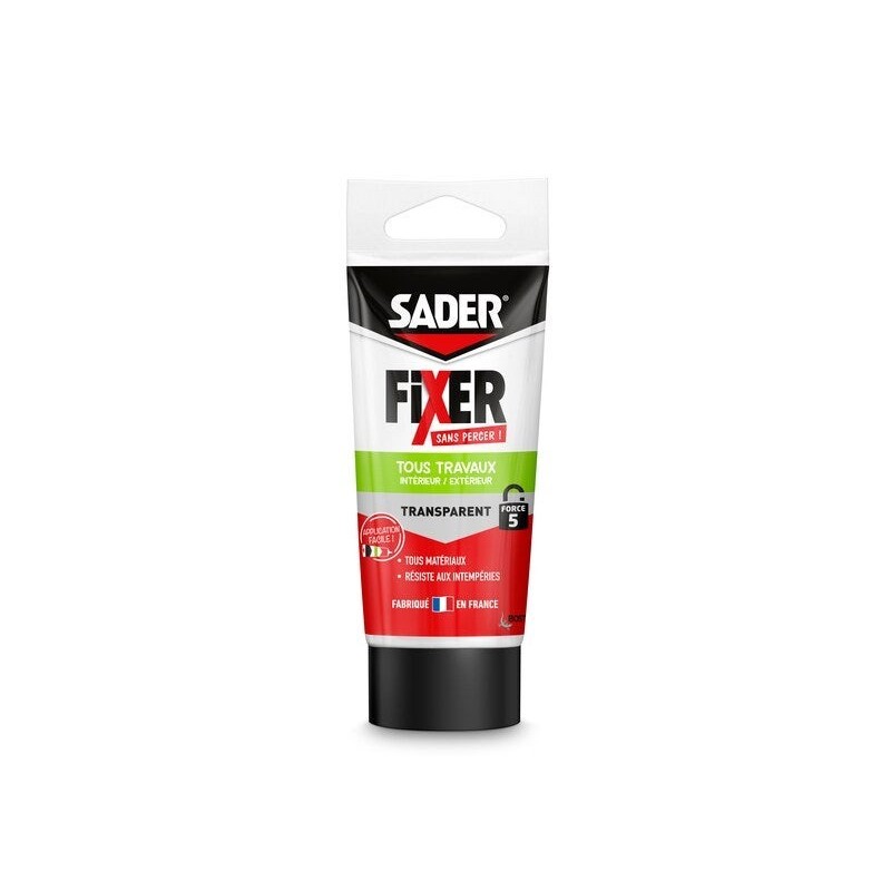 Colle de fixation tube SADER Fixer sans percer tous travaux, 50G transparent