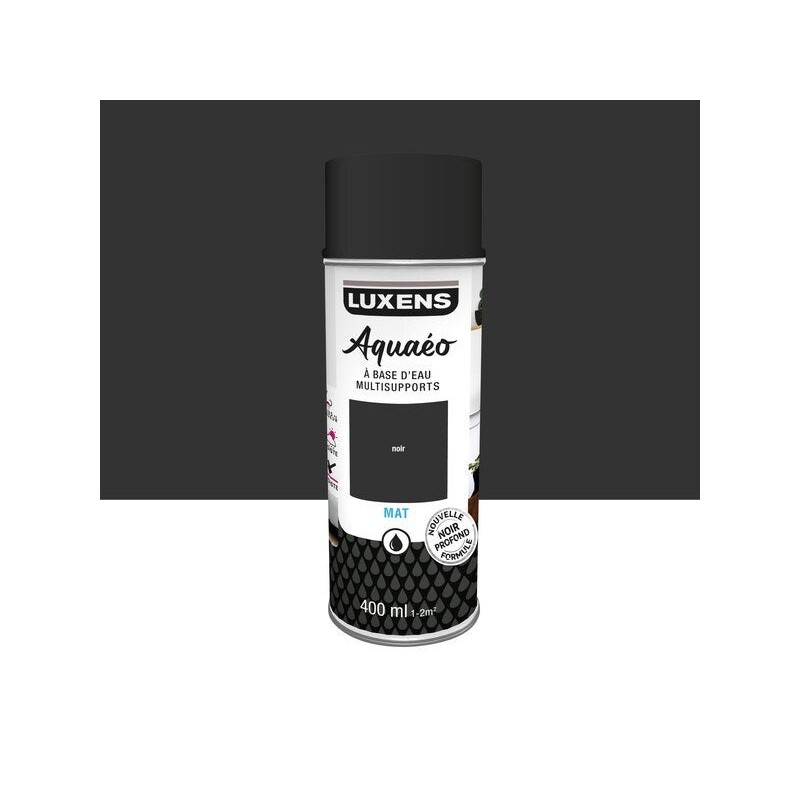 Bombe de peinture Aquaeo LUXENS noir mat 400 ml