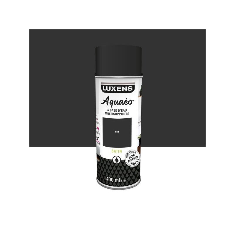 Bombe de peinture Aquaeo LUXENS noir satiné 400 ml