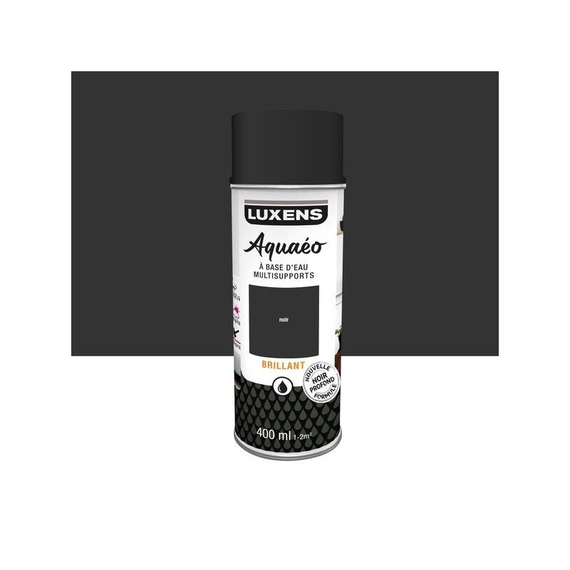 Bombe de peinture Aquaeo LUXENS noir brillant 400 ml