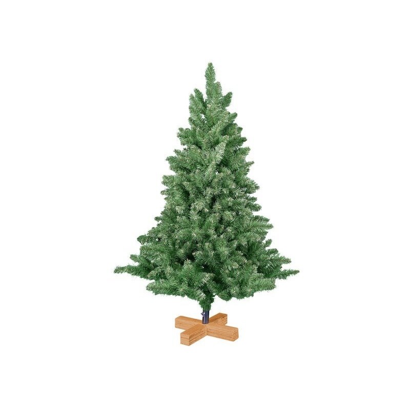 Sapin artificiel interieur vert 120cm 458 brins pvc socle bois mdf 35x35x5cm