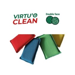 Lot de 4 éponges microfibre recyclées multisurface, LISERÉ VERT