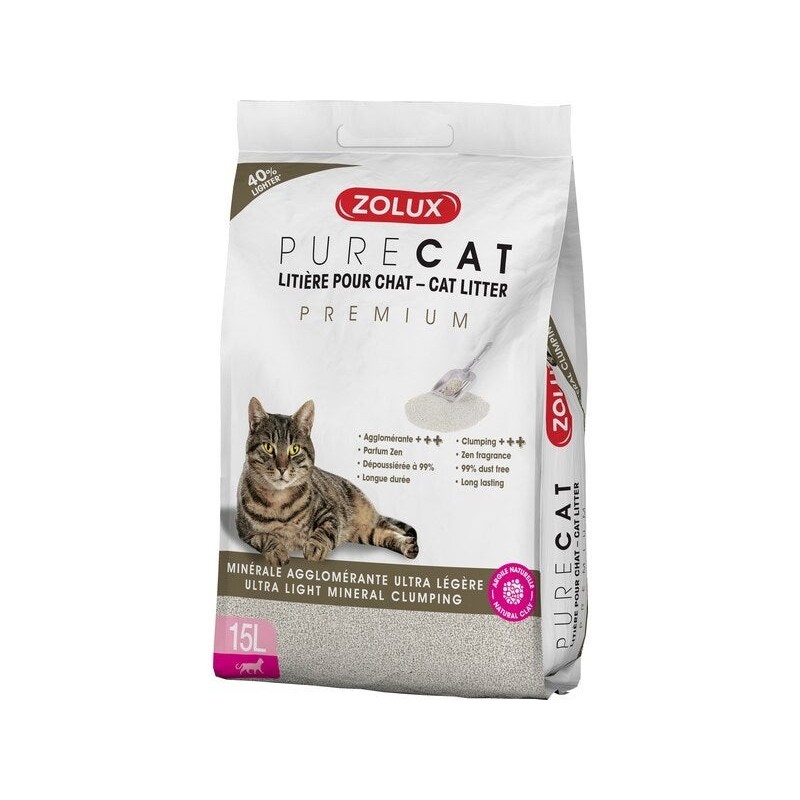 Litiere chat purecat agglomerante premium 15l