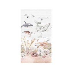 Papier peint intisse panoramique motif sealife multicolore