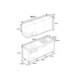 Cuisine équipée Eleki blanc, 6 meubles avec électroménager, L180 x H217 x P58 cm