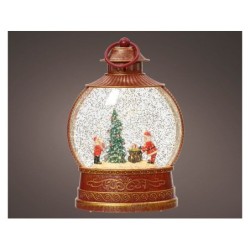 Décoration noël boule père noël arroseur neige led animé à pile h.25,5