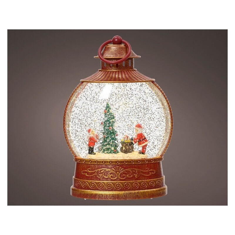 Décoration noël boule père noël arroseur neige led animé à pile h.25,5