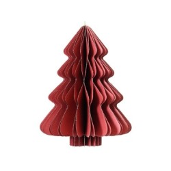 Décoration noël à suspendre papier sapin h.15cm d.11 rouge