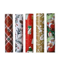 Papier cadeau 5 designs Noël assortis traditionnels 2m