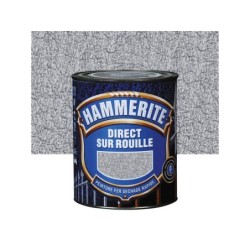 Peinture Fer Extérieur Direct Sur Rouille Hammerite Gris Argent Martelé 0.25 L