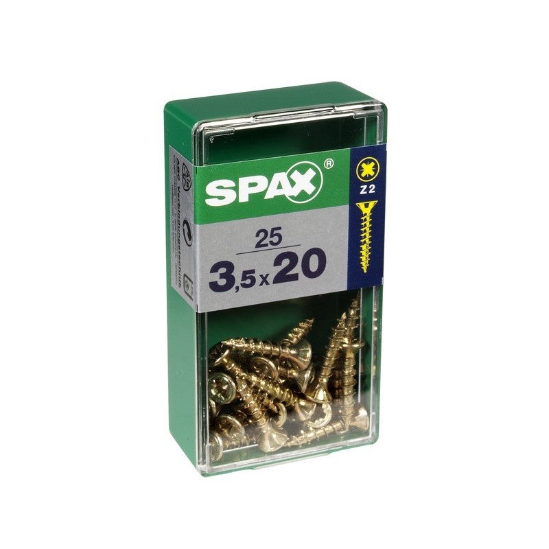 Lot De 25 Vis Acier Tête Fraisée Pozidriv Spax, Diam.3.5 Mm X L.20 Mm