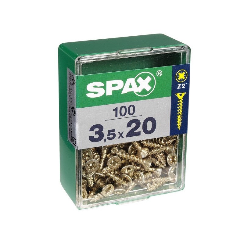 Lot De 100 Vis Acier Tête Fraisée Pozidriv Spax, Diam.3.5 Mm X L.20 Mm