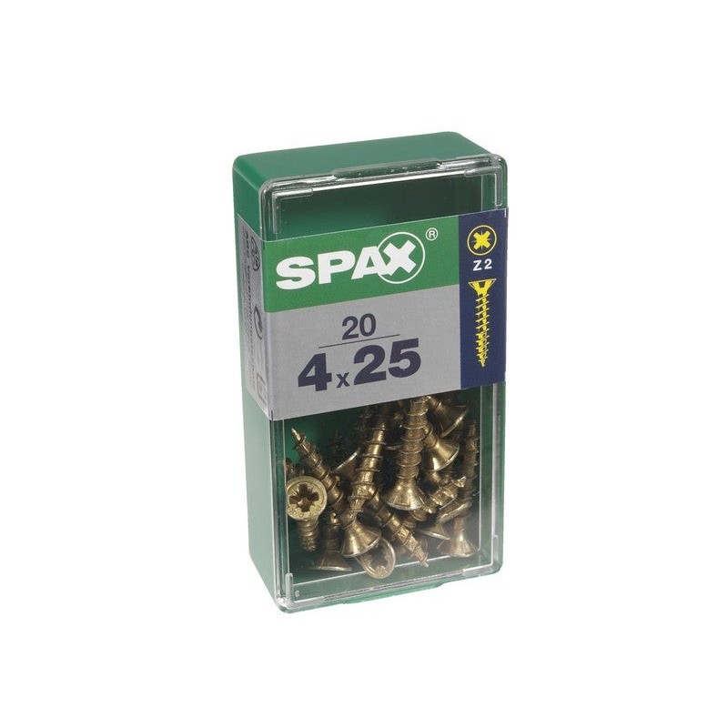 Lot De 20 Vis Acier Tête Fraisée Pozidriv Spax, Diam.4 Mm X L.25 Mm