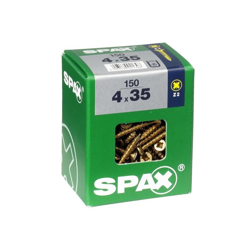 Lot De 150 Vis Acier Tête Fraisée Pozidriv Spax, Diam.4 Mm X L.35 Mm