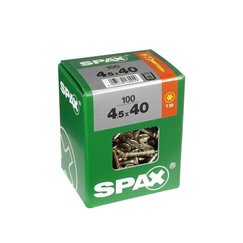 Lot De 100 Vis Acier Tête Fraisée Torx Spax, Diam.4.5 Mm X L.40 Mm