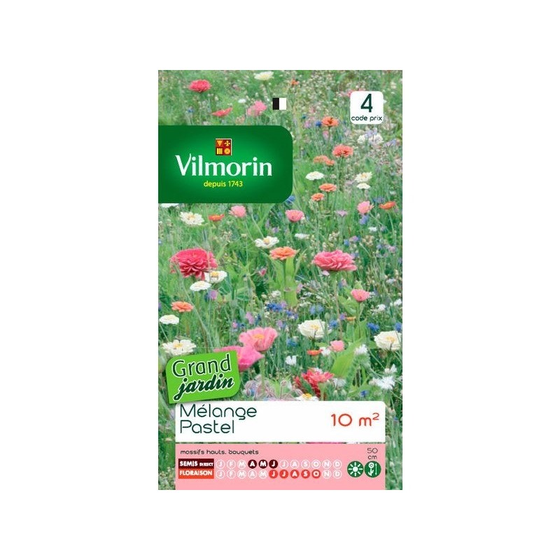 Prairie Fleurie Mélange Pastel Vilmorin 10 M²