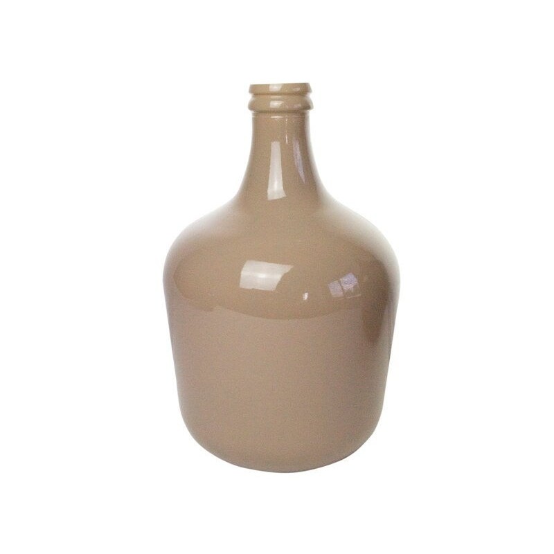 Vase Dame Jeanne verre, beige l.27 x H.42 cm