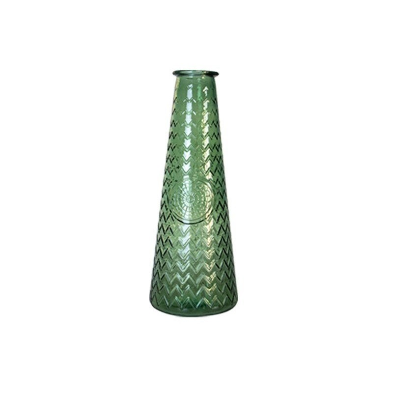 Vase Dame Jeanne verre Mandala, vert l.21 x H.55.5 cm