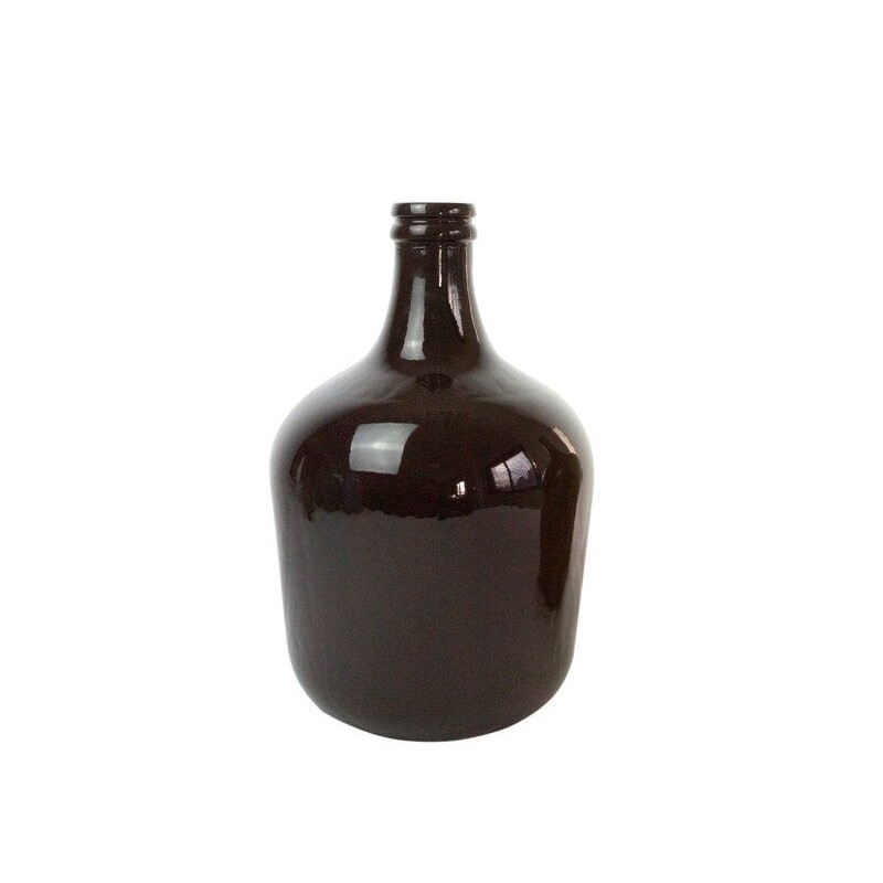 Vase Dame Jeanne verre, marron l.27 x H.42 cm