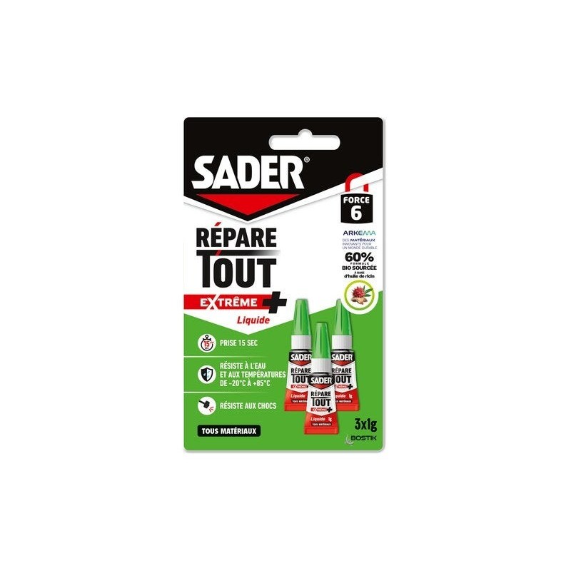 Colle de reparation sader repare tout extreme + liquide tube 3x1g