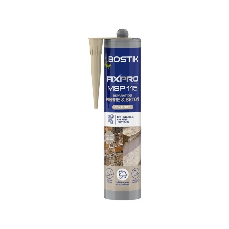 Colle joint int/ext polymere bostik fixpro msp115 pierre/beton 290ml